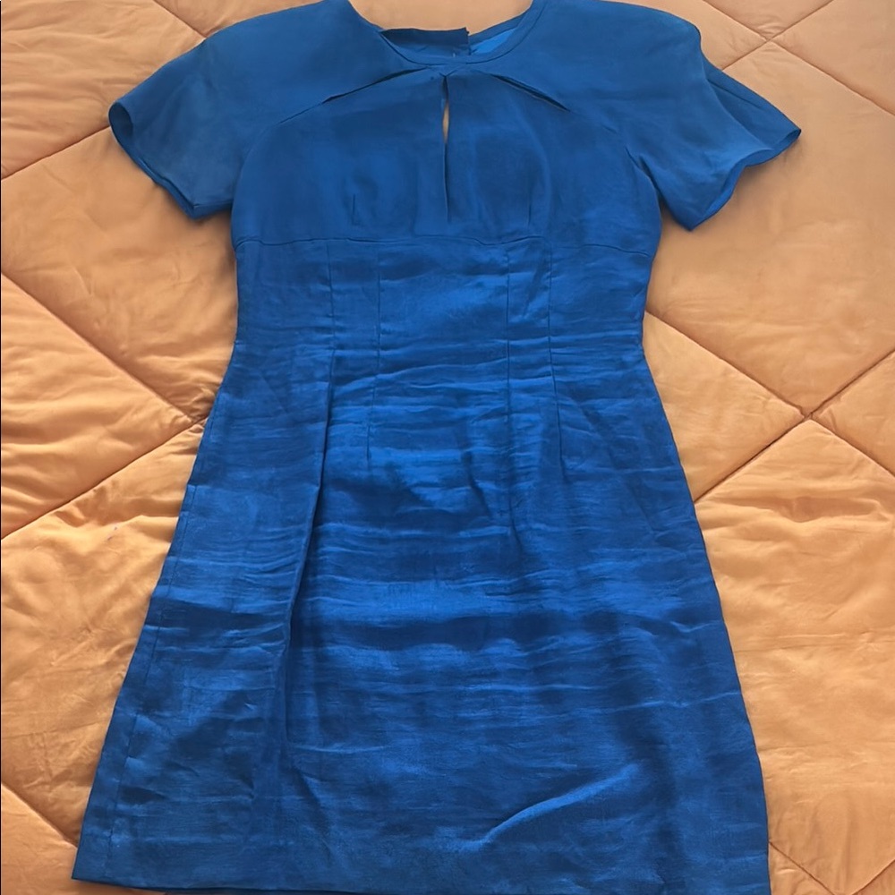 Blue Sheath Mini Dress with Cap Sleeves for Cocktail